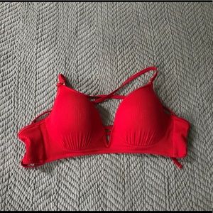 Red Fibbed Bikini Top (NEVER WORN)